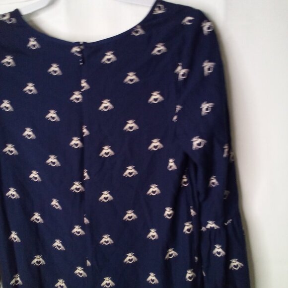 Joules Dress Women 2 Half Bell Sleeve Gardenia Bees With Heart Blue White - Picture 11 of 16